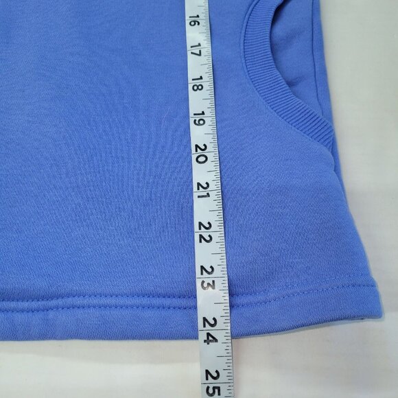 Adidas Sweatshirt Womens M Three Stripe Logo Hoodie Blue Kangaroo Pocket *Stain - Picture 13 of 14